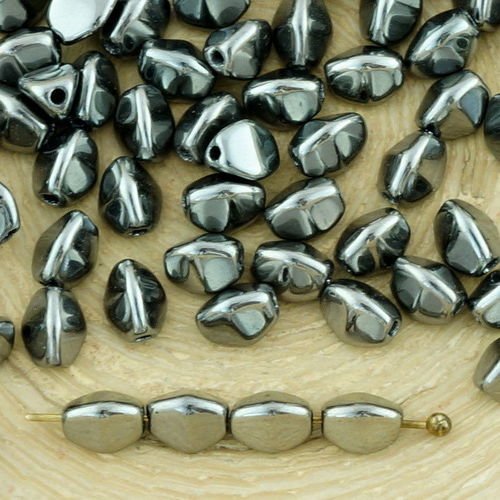 60pcs metallic dark silver chrome complet pincée bicone à facettes entretoise tchèque perles de verr sku-34419