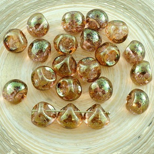 12pcs cristal picasso or rouge lustre en terre cuite de champignons bouton de verre tchèque perles d sku-30303