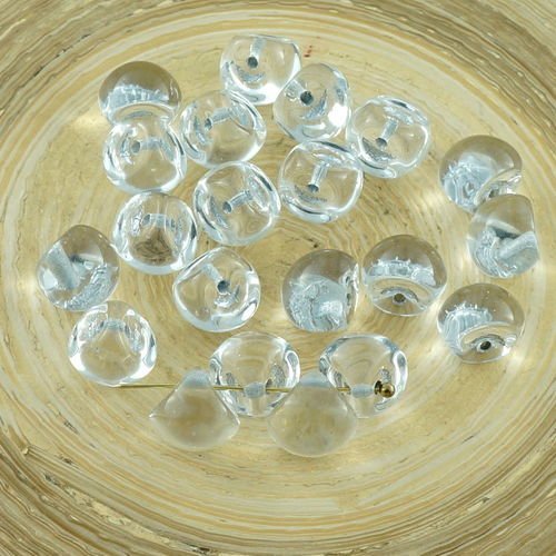 12pcs cristal d'argent bordée de champignons bouton de verre tchèque perles de 9mm x 8mm sku-30305