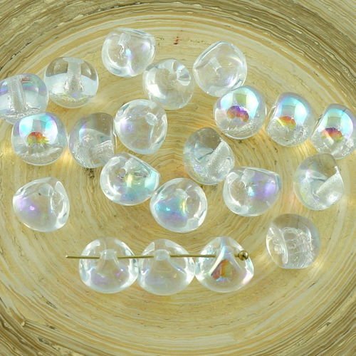 12pcs crystal ab champignon bouton de verre tchèque perles de 9mm x 8mm sku-30313