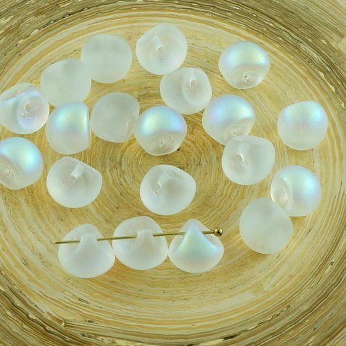 12pcs matte crystal ab champignon bouton de verre tchèque perles de 9mm x 8mm sku-30321