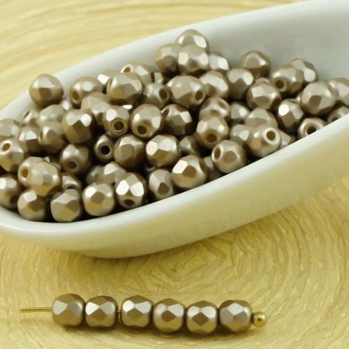 100pcs perles pastel taupe gris-brun ronde à facettes feu poli verre tchèque de petit écarteur 3mm sku-31829
