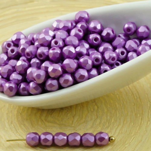 100pcs pastel perle pourpre violet rond à facettes feu poli verre tchèque perles de petit écarteur 3 sku-31833