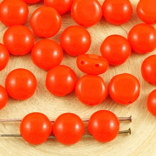 30pcs opaque coraline rouge corail preciosa bonbons ronds en forme de dôme 2 deux trou de la pièce d sku-35476