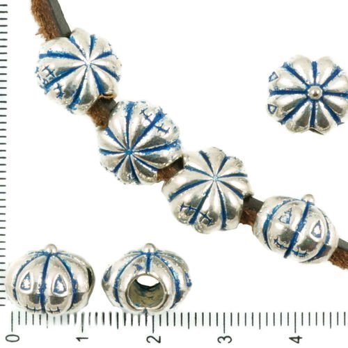 4pcs antique ton argent bleu patine laver de grandes trou européen de style pandora perles halloween sku-37129