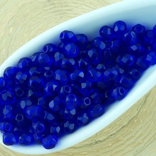 100pcs cristal royal bleu saphir foncé clair ronde à facettes feu poli petite entretoise de verre tc sku-33064