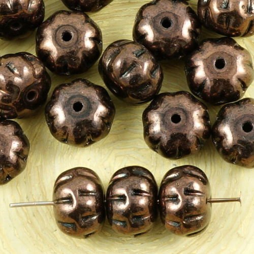 8pcs métallique brillant bronze brun lustre écrasé melon la citrouille d'halloween fruits tchèque pe sku-37182