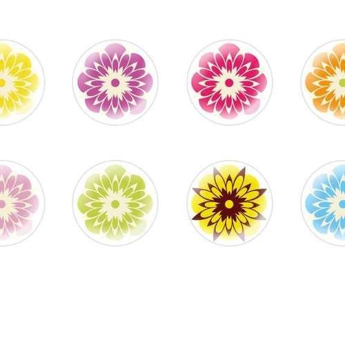 12pcs x 14mm main ronde verre tchèque en forme de dôme cabochons fleurs 37 s6t364 sku-25004