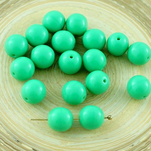 20pcs grand opaque vert clair turquoise verre tchèque perles rondes 8mm sku-29200