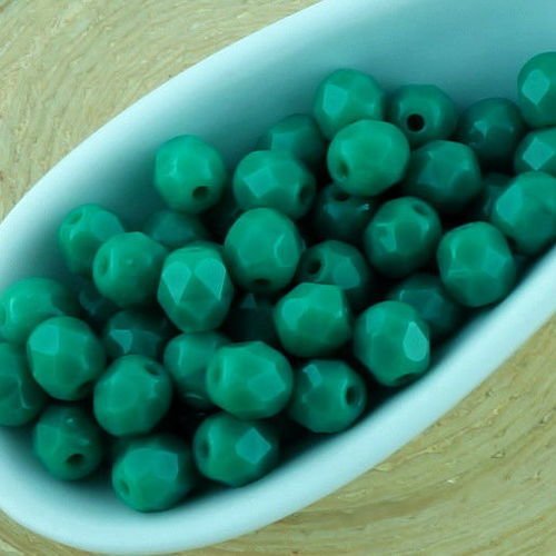 100pcs noir opaque turquoise green ronde à facettes feu poli petite entretoise tchèque perles de ver sku-33395