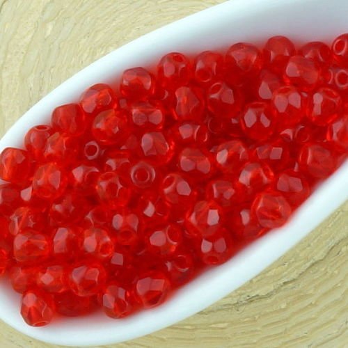 100pcs cristal rouge rubis clair ronde à facettes feu poli petite entretoise halloween verre tchèque sku-33467