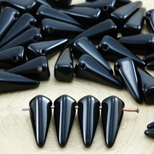 10pcs opaque noir de jais halloween preciosa villa facettes de la dague verre tchèque perles de 13mm sku-33542
