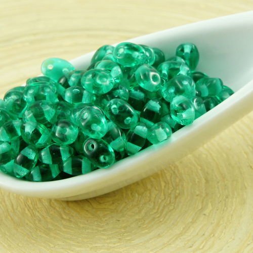 20g de cristal vert émeraude clair jumeaux de graines de deux trous preciosa verre tchèque perles 2  sku-33559