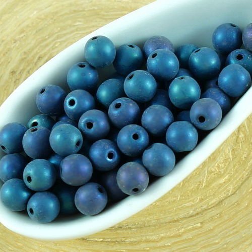100pcs mat bleu arc-en-ciel de l'iris tour druk entretoise de semences de verre tchèque perles de 4m sku-35658