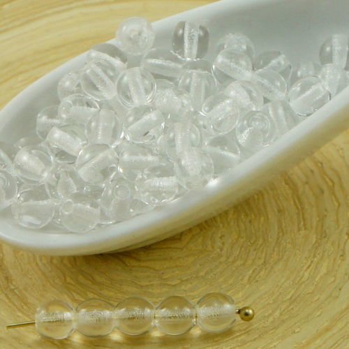 100pcs crystal clear round druk verre tchèque pressé perles de petite entretoise de 4mm sku-31768