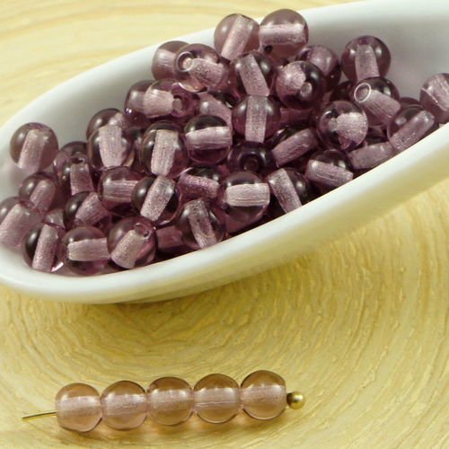100pcs cristal violet rond druk verre tchèque pressé perles de petite entretoise de 4mm sku-31809