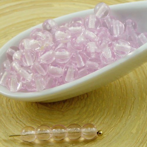 100pcs cristal valentine rose ronde druk verre tchèque pressé perles de petite entretoise de 4mm sku-31812