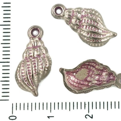 8pcs tchèque valentine rose patine antique silver de grandes coquilles d'animaux marins de coquille  sku-33987