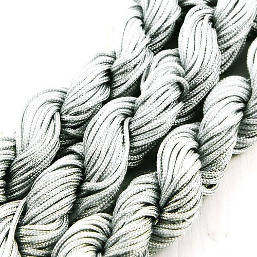 18m 57ft 19yrd gris argenté cordon nylon torsadées tressé de perles de nouage de la chaîne de shamba sku-38281