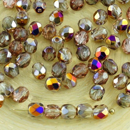 100pcs cristal métallique iris pourpre demi-verre tchèque ronde à facettes feu poli petites perles d sku-31647