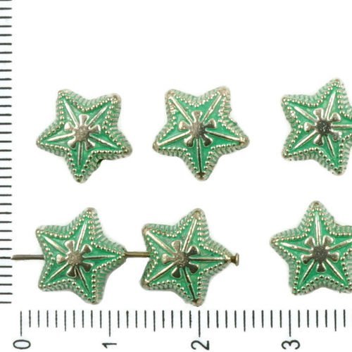 8pcs antique ton argent turquoise patine verte laver les étoiles de noël de pâques de perles de char sku-36312