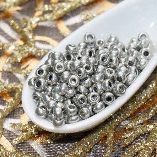 Brillant métallique argent verre tchèque perles de rocaille 8/0 preciosa de taille 8 de en intercala sku-16337