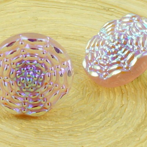 1pc à la main le verre tchèque bouton de fleur vague de cercle ab opale rose taille 6 13 5 mm sku-37611