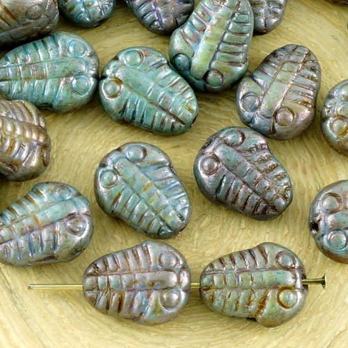 6pcs picasso brun opaque blue fern green lustre plat trilobite marin fossile nouvelle forme d'hallow sku-34969