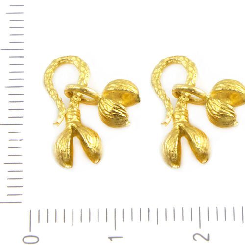 2pcs mat brossé plaqué or de corée du sud caution pendants de fleur branche charme pendentif bijoux  sku-38574