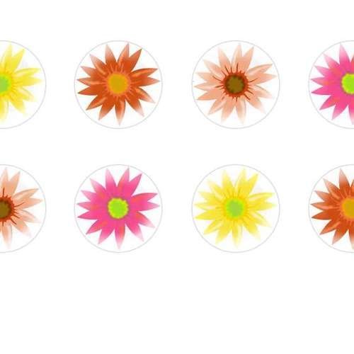 12pcs x 14mm main ronde verre tchèque en forme de dôme cabochons fleurs 4 s6t79 sku-20376