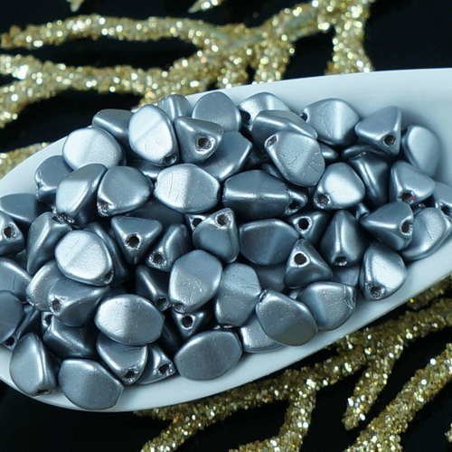 60pcs albâtre pastel argent gris clair pincée tchèque perles de verre de 5mm sku-18846