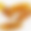 6pcs cristal jaune foncé topaze or patine laver ovale sculpté tube rayé à carreaux de verre tchèque  sku-38479