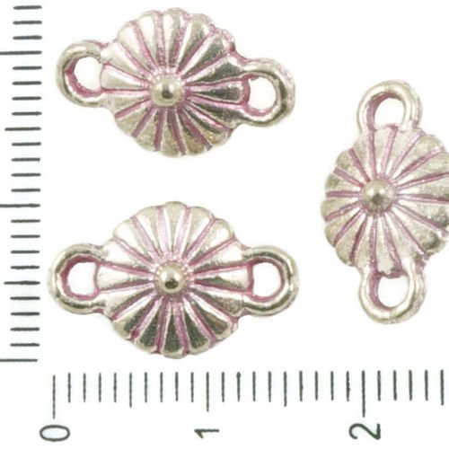 10pcs antique ton argent rose patine de lavage de la deuxième ronde de l'œillet de fleur de margueri sku-37011