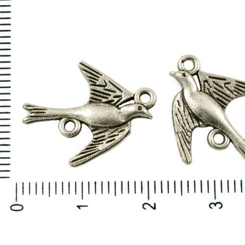10pcs argent antique ton oiseau hirondelle animal connecteurs 2 deux trous charmes tchèque métal con sku-37504