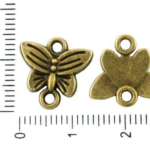 12pcs bronze antique ton papillon insecte animal connecteurs 2 deux trous charmes tchèque métal conc sku-37478