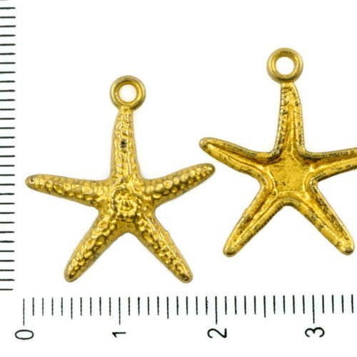 12pcs bronze antique ton mat or patine laver de grandes étoiles de mer d'étoiles de mer animaux mari sku-36353