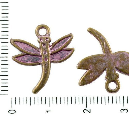 14pcs bronze antique ton valentin rose patine laver à grande libellule insectes animaux pendentifs c sku-36401