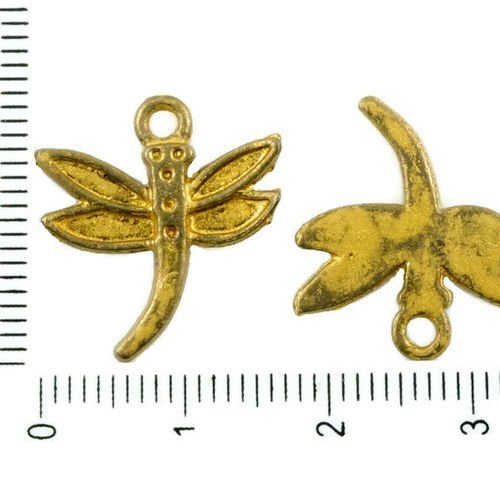 14pcs bronze antique ton mat or patine laver à grande libellule insectes animaux pendentifs charms t sku-36402