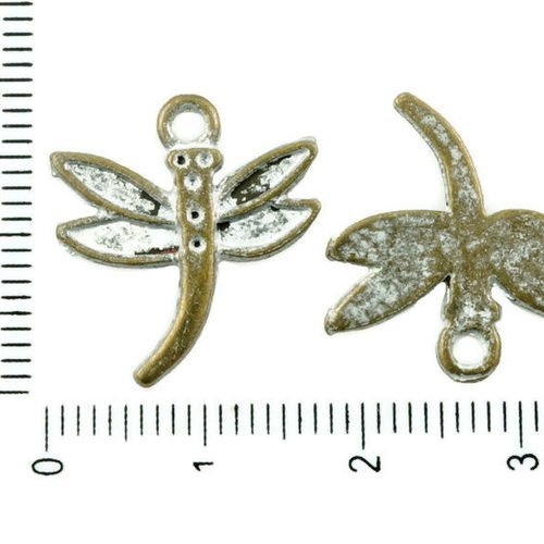 14pcs bronze antique ton argent mat patine laver à grande libellule insectes animaux pendentifs char sku-36405
