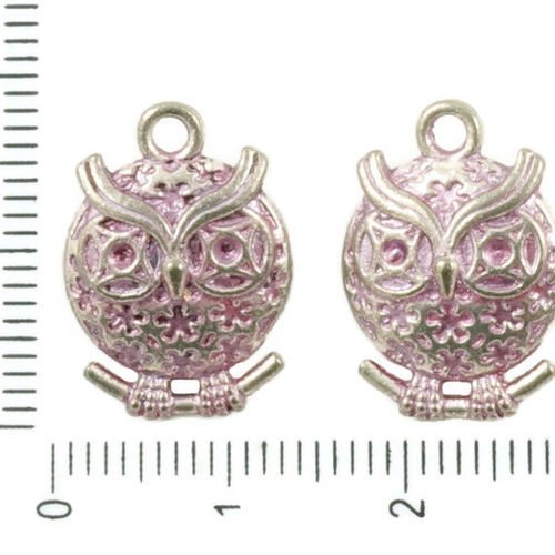 4pcs antique ton argent valentine rose patine laver de grandes hibou oiseau animal pendentifs charms sku-36407