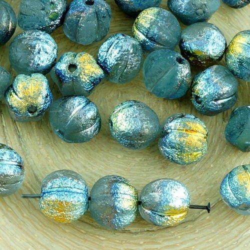 16pcs mat cristal métallique marea or la moitié rugueux rustique gravé givré verre de mer tour melon sku-35349