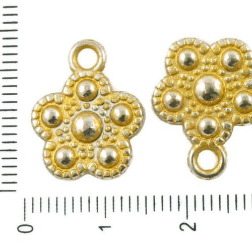 10pcs antique ton argent mat or patine laver fleur plate bobo pendentifs charms tchèque métal conclu sku-37033