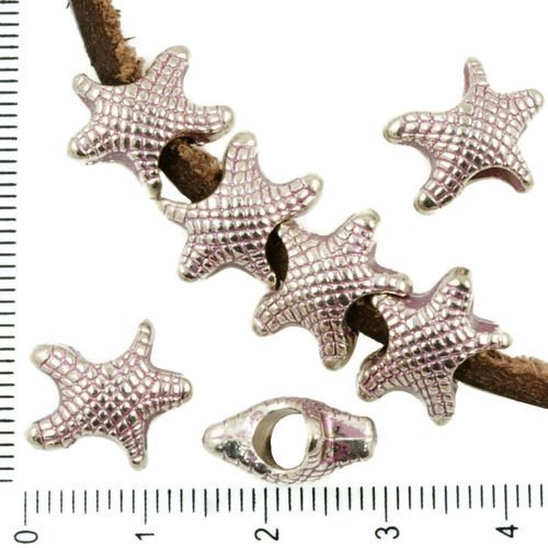 6pcs antique ton argent rose patine laver de grandes trou européen de pandora style d'étoiles de mer sku-36145