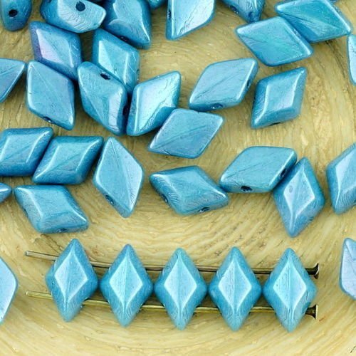 60pcs de craie grise bleu lustre matubo gemduo losange de diamant de deux 2 trou de verre tchèque pe sku-34698