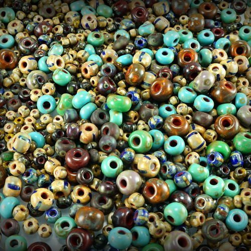 Anissa picasso exclusive mix tchèque perles de rocaille en verre rustique multicolore rugueux âgés d sku-26013