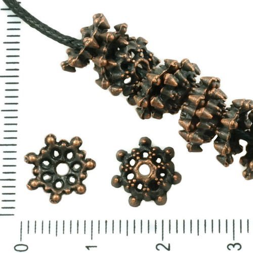 30pcs bronze antique ton grosse perle pompon bouchon de fleur en filigrane rond tchèque métal conclu sku-37334
