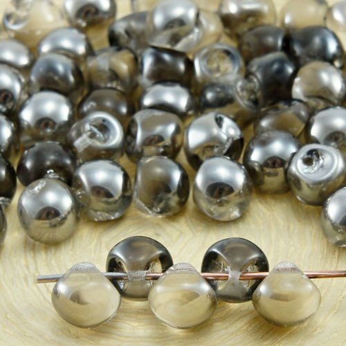 30pcs cristal clair metallic dark chrome argent de la moitié des champignons bouton tchèque perles d sku-32394