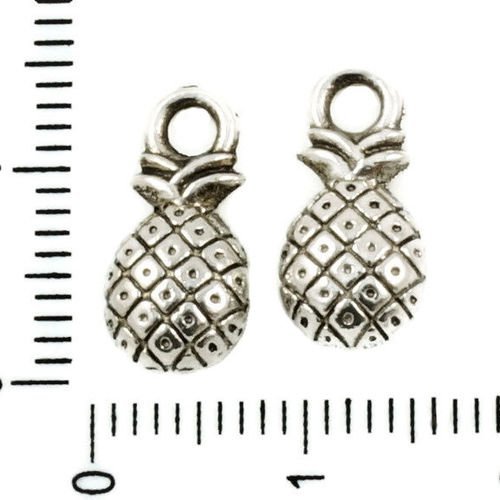 10pcs antique ton argent ananas fruits pendentifs charms tchèque métal conclusions 7mm x 14mm sku-37420