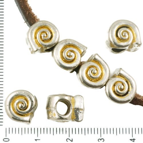4pcs antique ton argent mat or patine laver de grandes trou européen pandora de style en spirale de  sku-36668
