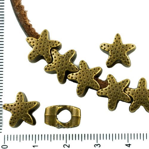 8pcs bronze antique ton gros trou européen de pandora style parsemé d'étoiles étoiles de mer marine  sku-37386